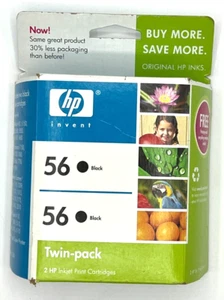 Genuine HP 56 TWIN-PACK Black Ink Cartridges OEM (Exp 04  2008 ) NIB Sealed - Picture 1 of 7