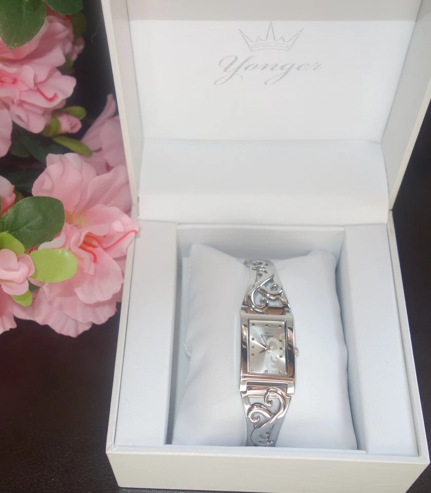 Reloj pulsera Yonger and Bresson DMC 1496 rectangular esfera blanca acero para mujer Foto 1 de 4