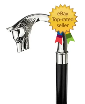 Wooden Brass Walking Stick with Black Shaft and Silver Handle - Ideal Halloween - Image 1 of 4