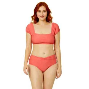 Time And Tru Swim Suit 2 Piece High Waist 2X (20W-22W) Peach Glow - Picture 1 of 7
