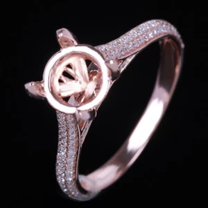 Diamanten Verlobung Hochzeit Halbmontierung Kirche Ring 8 mm rund massiv 10K Rotgold - Bild 1 von 6