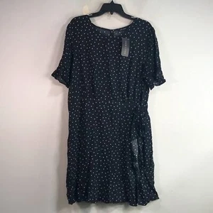 New Look Polka Dot Short Sleeve Midi Dress, Size 14 US - Black/White Women's - Picture 1 of 10