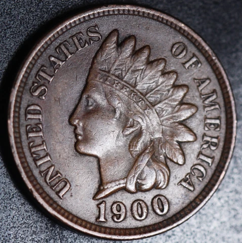 1900 INDIAN HEAD CENT - With LIBERTY & Near 4 DIAMONDS - AU UNC Cover