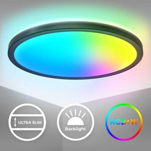 Round LED Panel Ceiling Light 29cm Remote Control Colour Change Dimmable RGB+W - Picture 1 of 10