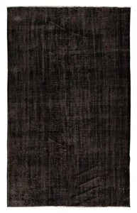 5.5x8.7 Ft Contemporary Vintage Area Rug Overdyed in Black, Handmade in Turkey - Picture 1 of 5