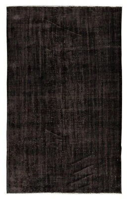 5.5x8.7 Ft Contemporary Vintage Area Rug Overdyed in Black, Handmade in Turkey - Image 1 of 4