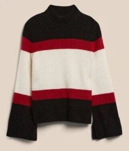 NWT! Banana Republic $140 Relaxed Red-Black Colorblock Wool Blend Sweater XSmall - Picture 1 of 4