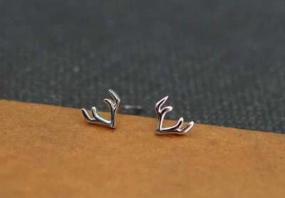 Antler Stud Earrings 925 Sterling Silver Rhodium Plated Jewelry Gift for Women - Image 1 of 4