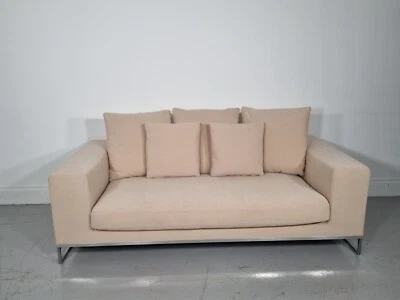 BB Italia Dadone sofa in cream chenille fabric in immaculate condition - Image 1 of 4