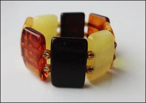 Natural handmade Baltic Amber elastic ring - Picture 1 of 1
