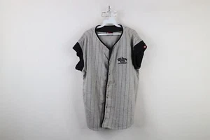 Vintage 90s Wilson Mens Large Distressed Pinstriped Cap Sleeve Baseball Jersey - Picture 1 of 12