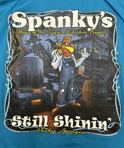 Spankys Chicken Finger T Shirt Moonshine Shinin’ XXX Size Large Blue - Picture 1 of 8