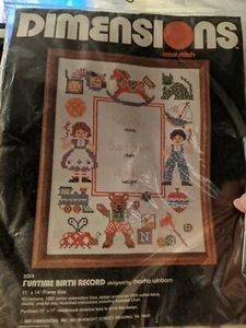 New Sealed Dimensions Cross Stitch Kit Funtime Birth Record 11"x 14" #3024 1981 - Picture 1 of 3