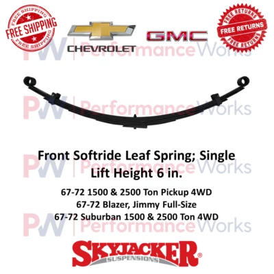 Skyjacker Softride Leaf Spring Single 6" elevador dianteiro para 67-72 GMC, Chevrolet 4WD - Imagem 1 de 4