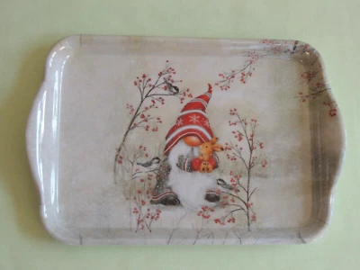 Ambiente 1x Tablett Zwerg Wichtel Melamin 13 x 21 cm Weihnachten Winter Nisser - Bild 1 von 2