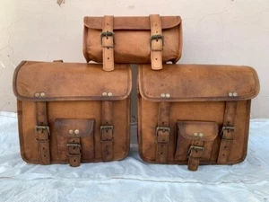 Bags Combo Motorcycle Leather Panniers Saddle Luggage Pouch Side Bag Saddlebags - Imagen 1 de 7