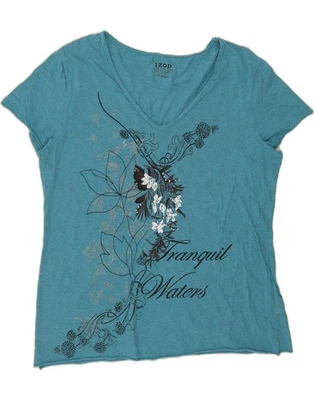 Camiseta Top IZOD Mujer Gráfica Reino Unido 18 XL Azul Algodón AB04 Foto 1 de 3