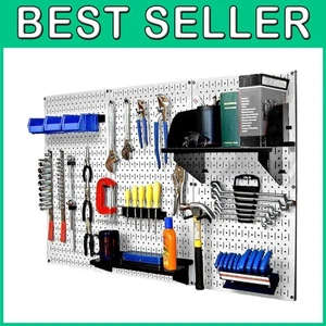 Heavy Duty Metal Pegboard Tool Organizer - White/Black - Picture 1 of 10