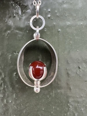 Elis Kauppi Sterling Silber Halskette mit Anhänger Finnland Finnisch Vintage ... - Bild 1 von 4