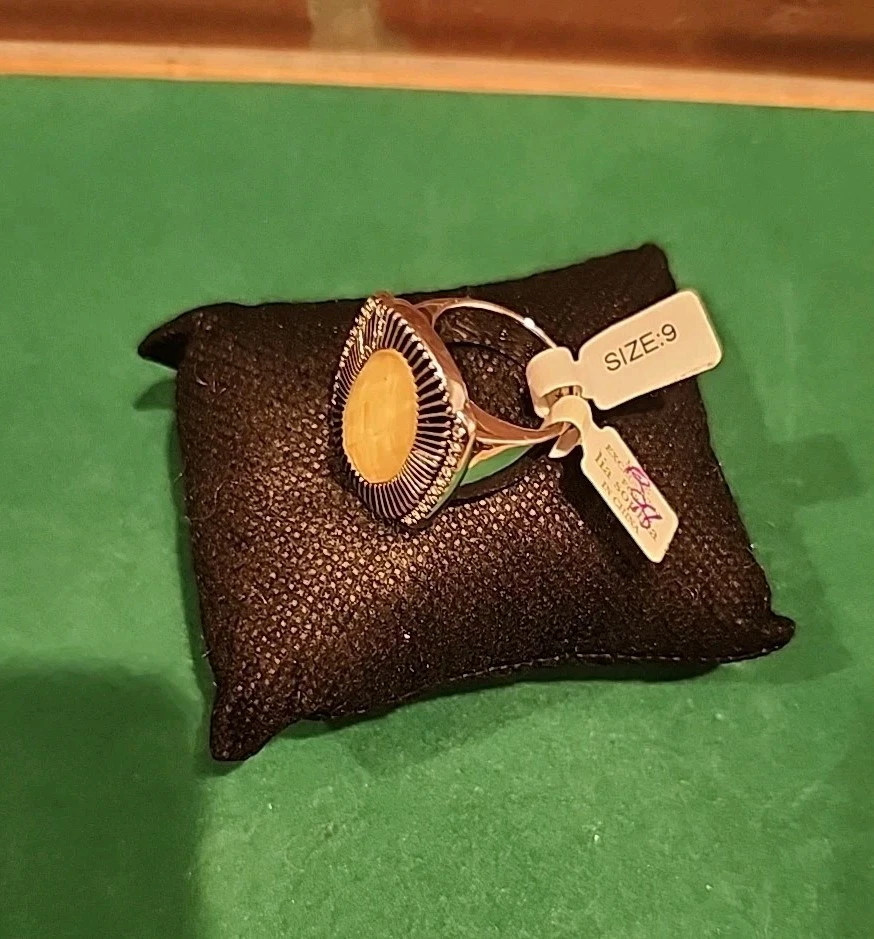 New Lia Sophia Lemon Chiffon Ring Size 9 Silver Tone CZ Yellow - Image 1 of 1