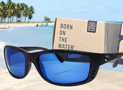 COSTA DEL MAR matte black/blue mirror ZANE polarized 580P sunglasses NEW IN BOX! - Image 1 of 4