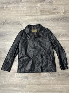$1125 Schott perfecto Black cowhide leather hip length car coat Size XL - Picture 1 of 7