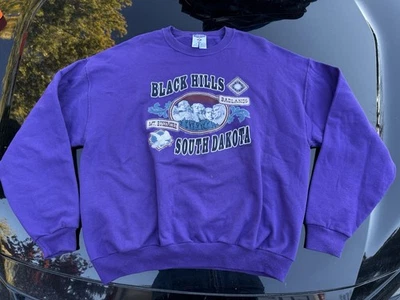 Винтажный Black Hills Южная Дакота Crewneck толстовка свитер мужской XL фиолетовый 90-х  - Изображение 1 из 4