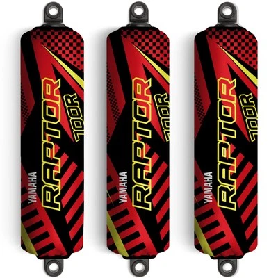 Red Black & Yellow Shock Covers for Yamaha Raptor YFM700 New Model [2025] - Image 1 of 4