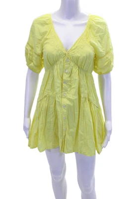 Tularosa женщин короткие Puff рукав v-образным вырезом вышитое платье желтый размер XS - Изображение 1 из 4