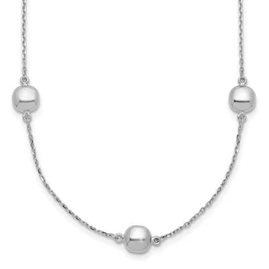 14k White Gold Polished 5 Station Necklace 16" w/2 in ext. 2.83gm - Picture 1 of 5