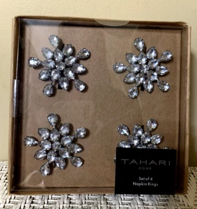 NEU TAHARI SERVIETTENRINGE versiegelte Schachtel mit 4 Strasssteinen elegant glitzernd klassisch - Bild 1 von 9