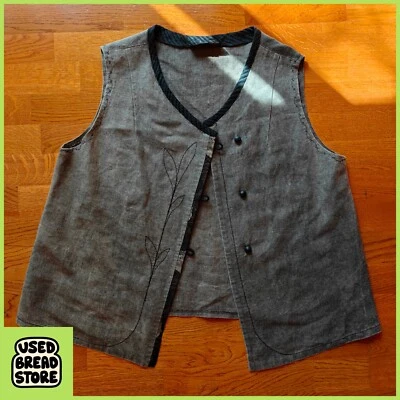 Boho Chic L. O'Neill Design Wearable Art Vest | One Size | Gray  & Navy - Image 1 of 4