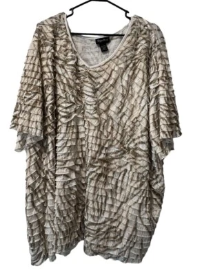 Blusa Top Maggie Barnes Talla Grande 5X Plisada Volantes Estilo Clásico Negocios Ciudad Foto 1 de 4