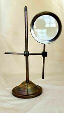 Antique Brass Magnifier Maritime Adjustable stand Magnifying Glass Desk Top Gif