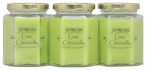 3-Pack Lime Citronella Candle New 8oz Hexagon by Just Makes Scents - Picture 1 of 4