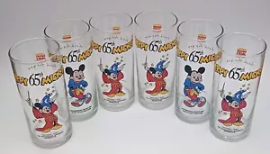 Six 1993 Hungry Jacks "Happy 65th Mickey" Glasses - Picture 1 of 6