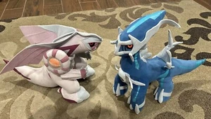 2 Pokemon Dialga & Palkia 16"  Plush Diamond & Pearl Nintendo Jakks Pacific 2007 - Picture 1 of 15