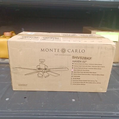Monte Carlo Haven 52 Inch 3 Light Matte Black Ceiling Fan New Model  5HV52BKF - Image 1 of 3