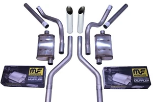 Chevy GMC C10 63-72 2.5" Dual Exhaust Kits Magnaflow Slash Tips Corner Exit - Picture 1 of 3