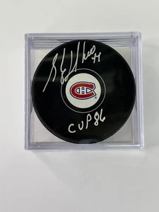 STEPHANE RICHER AUTO SIGNED HOCKEY PUCK 2023-24 HIT PARADE MONTREAL CANADIENS - Picture 1 of 3