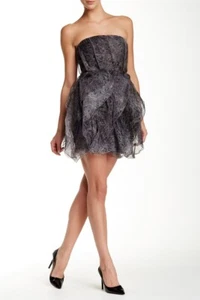 Halston Heritage Women’s Dress $595 NWOT 6 Strapless Ruffled 100% Silk Cocktail - Picture 1 of 7