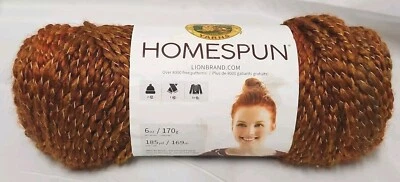  LION BRAND HOMESPUN YARN WILD FIRE Orange Browns 5 Ply Acrylic One 6oz Skein  - Image 1 of 4