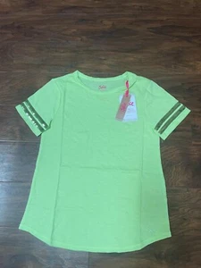 new JUSTICE girl's SEQUIN STRIPE TEE SHIRT sz M (10) lime color J-Sport T-shirt - Picture 1 of 4