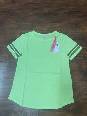 nueva CAMISETA A RAYAS CON LENTEJUELAS para niña JUSTICIA talla M (10) color lima J-Sport Camiseta Foto 1 de 4