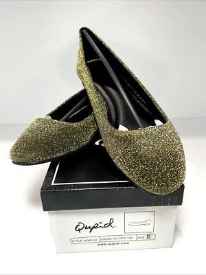 Zapatos para mujer Qupid talla 6 dorados metálicos elásticos Moby 22 dedos planos redondos elegantes Foto 1 de 4