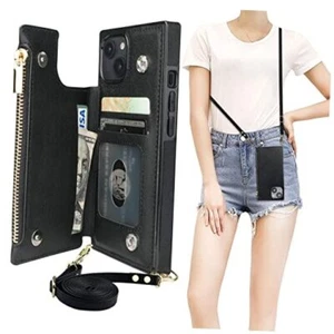 Crossbody Wallet Case for iPhone 14 with RFID Blocking Card Slot Holder, Black - Picture 1 of 7