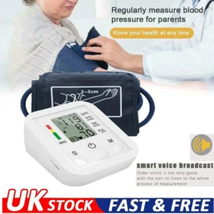 DIGITAL UPPER ARM BLOOD PRESSURE MONITOR PORTABLE HEART RATE METER UK STOCK - Picture 1 of 12