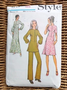 1970s Style Sewing Pattern 3145 Size 12 B34 Trousers Maxi Mod Dress Full Sleeve - Picture 1 of 2