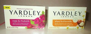 YARDLEY London Moisturizing Bath Bars Rose & Rhubarb + Shea Buttermilk 4.25 oz - Picture 1 of 4