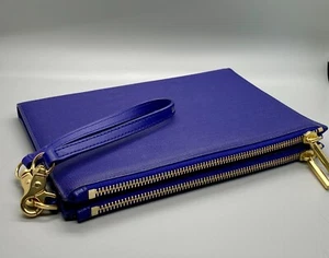 Dagne Dover Blue Canvas  Essentials Folding Travel Wristlet Wallet Clutch - Picture 1 of 6